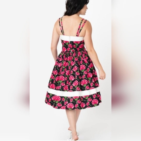 Unique Vintage Pink Rose Dress Size 2x/18 - Picture 3 of 5